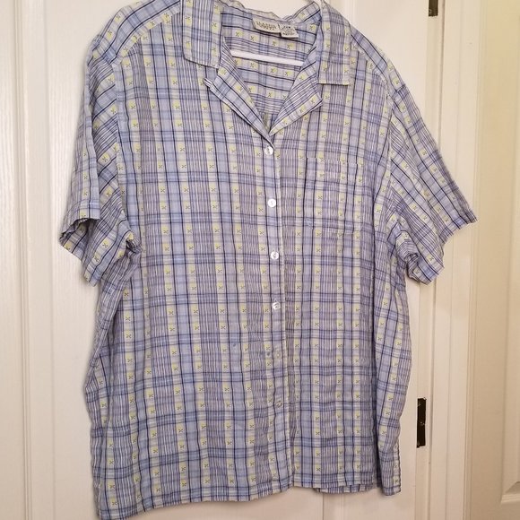 Classic Elements Woman Casual Blue Plaid w/Flowers Button-up Front Size 22W - Picture 1 of 8